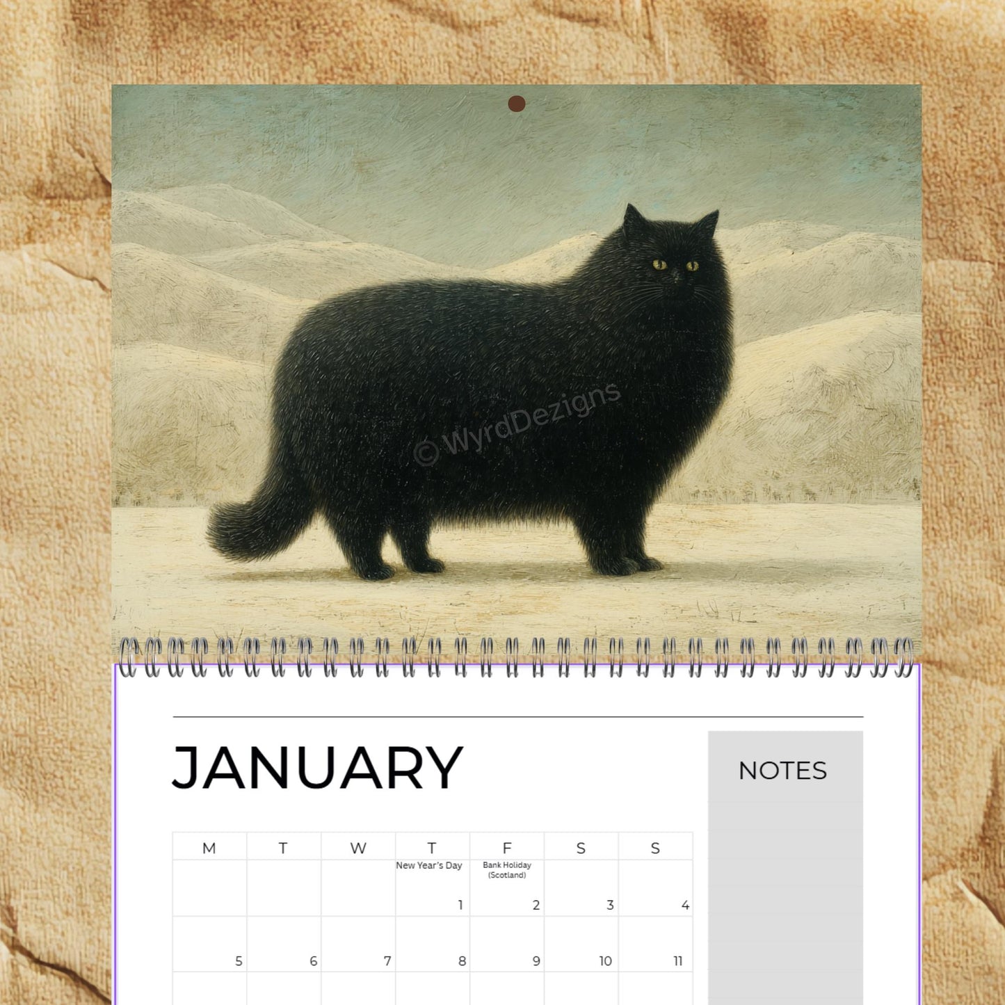 Naïve Cat Paintings 2026 Calendar A5 | Folk Art Cat Calendar | Quirky Cat Lover Gift | Wall Art - Wyrd Dezigns