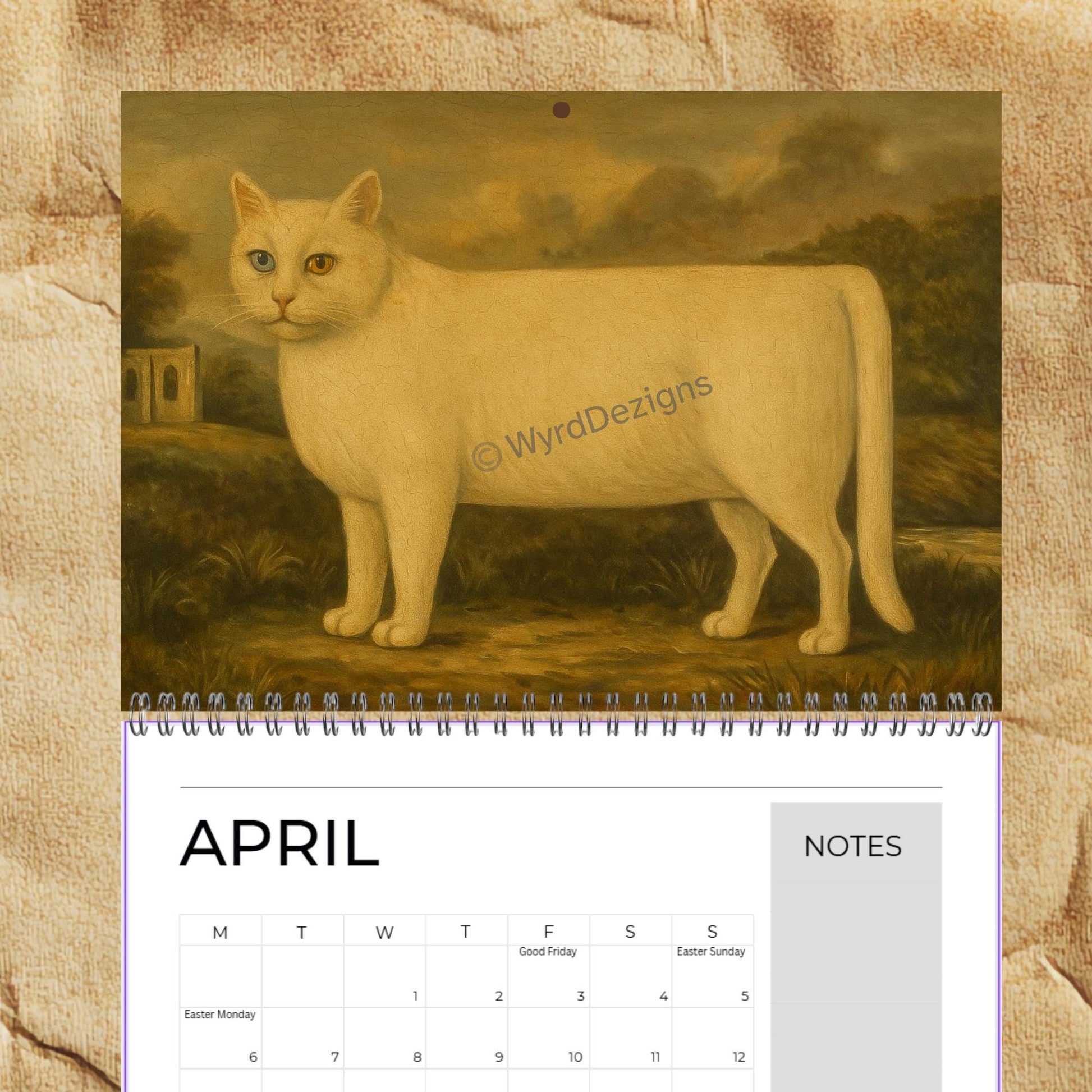 Naïve Cat Paintings 2026 Calendar A5 | Folk Art Cat Calendar | Quirky Cat Lover Gift | Wall Art - Wyrd Dezigns