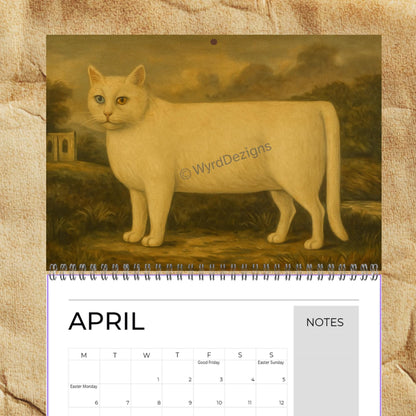 Naïve Cat Paintings 2026 Calendar A5 | Folk Art Cat Calendar | Quirky Cat Lover Gift | Wall Art - Wyrd Dezigns