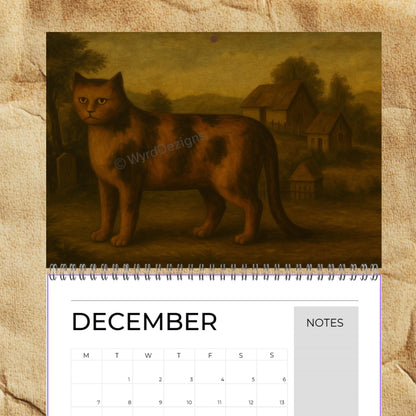 Naïve Cat Paintings 2026 Calendar A5 | Folk Art Cat Calendar | Quirky Cat Lover Gift | Wall Art - Wyrd Dezigns