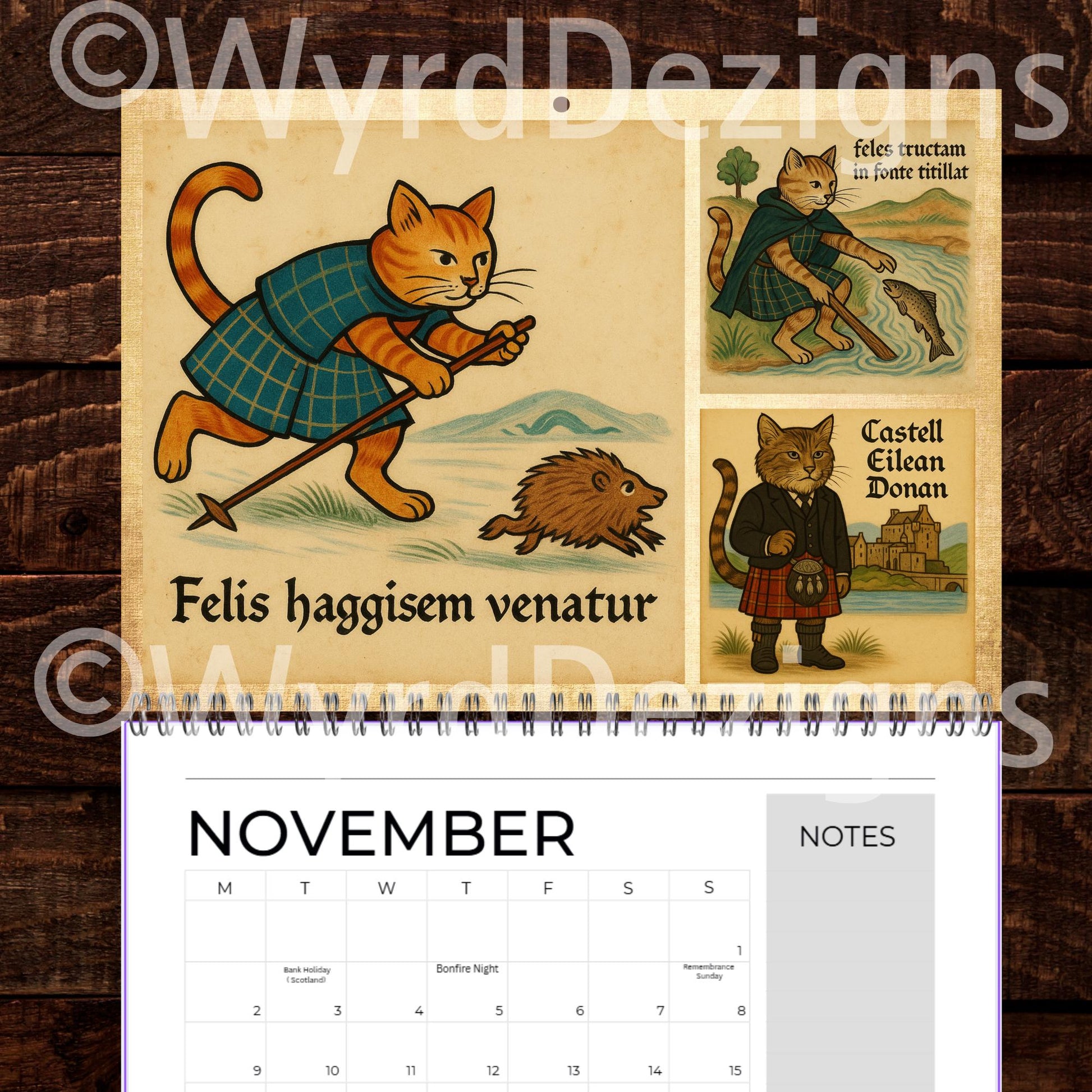 Cats in Kilts 2026 Calendar – Funny Scottish Cats Calendar A5 | Highland Historical Figures - Wyrd Dezigns