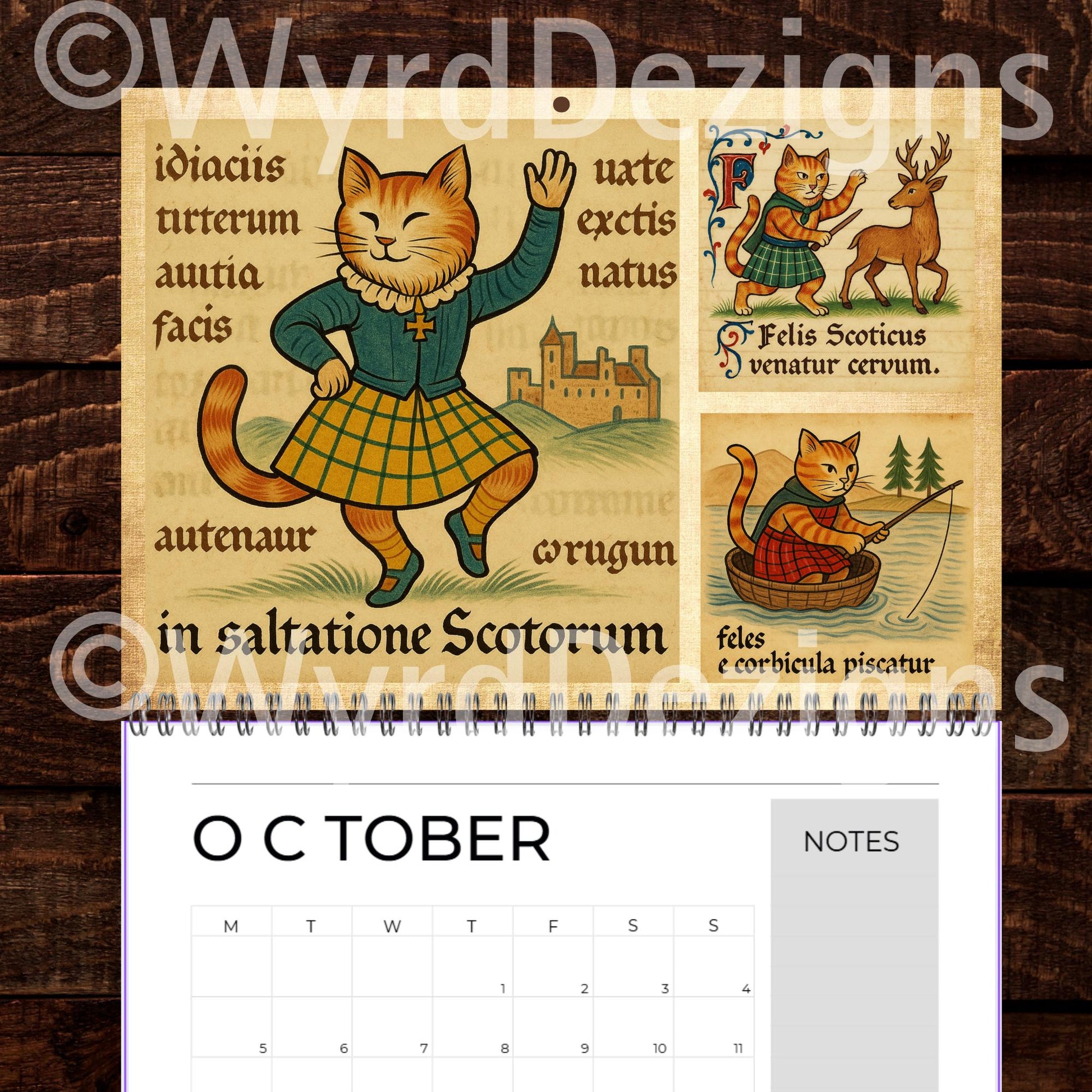 Cats in Kilts 2026 Calendar – Funny Scottish Cats Calendar A5 | Highland Historical Figures - Wyrd Dezigns