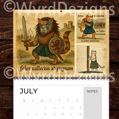 Cats in Kilts 2026 Calendar – Funny Scottish Cats Calendar A5 | Highland Historical Figures - Wyrd Dezigns