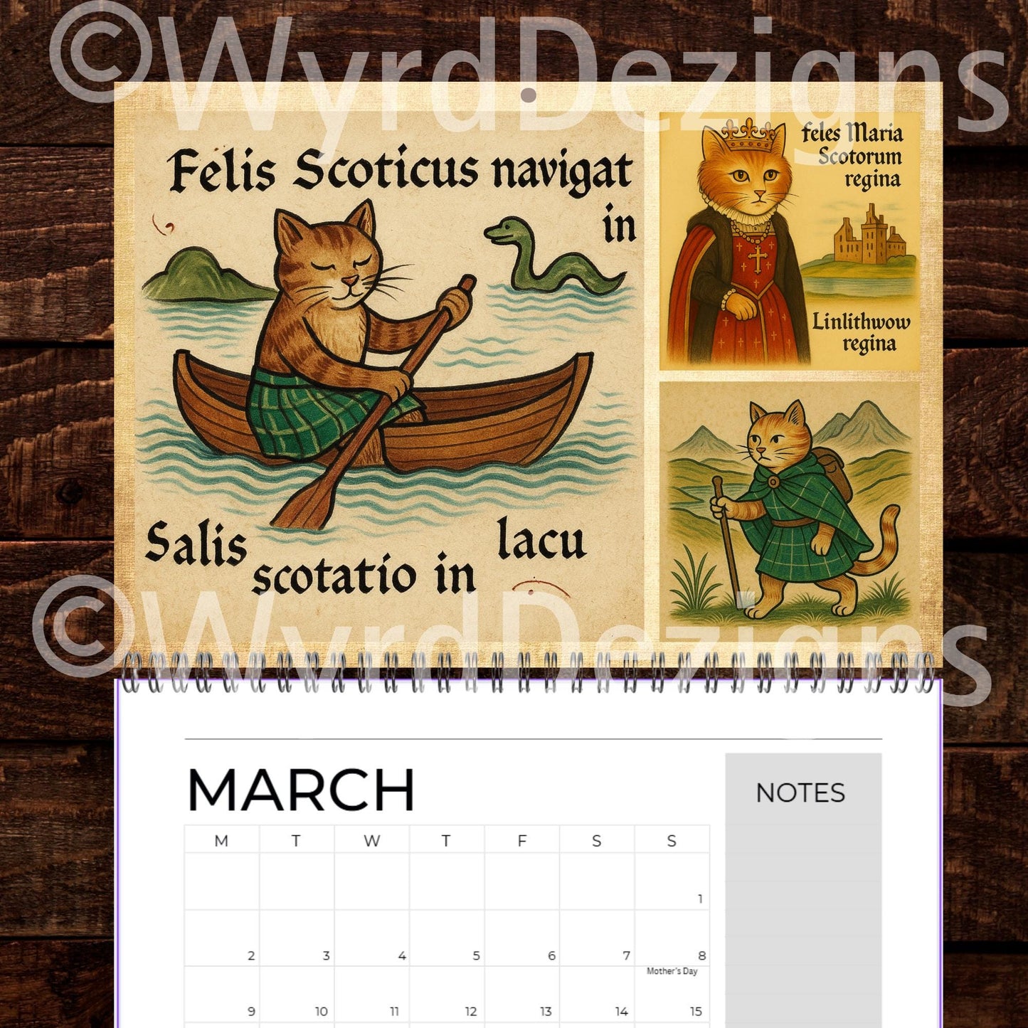 Cats in Kilts 2026 Calendar – Funny Scottish Cats Calendar A5 | Highland Historical Figures - Wyrd Dezigns