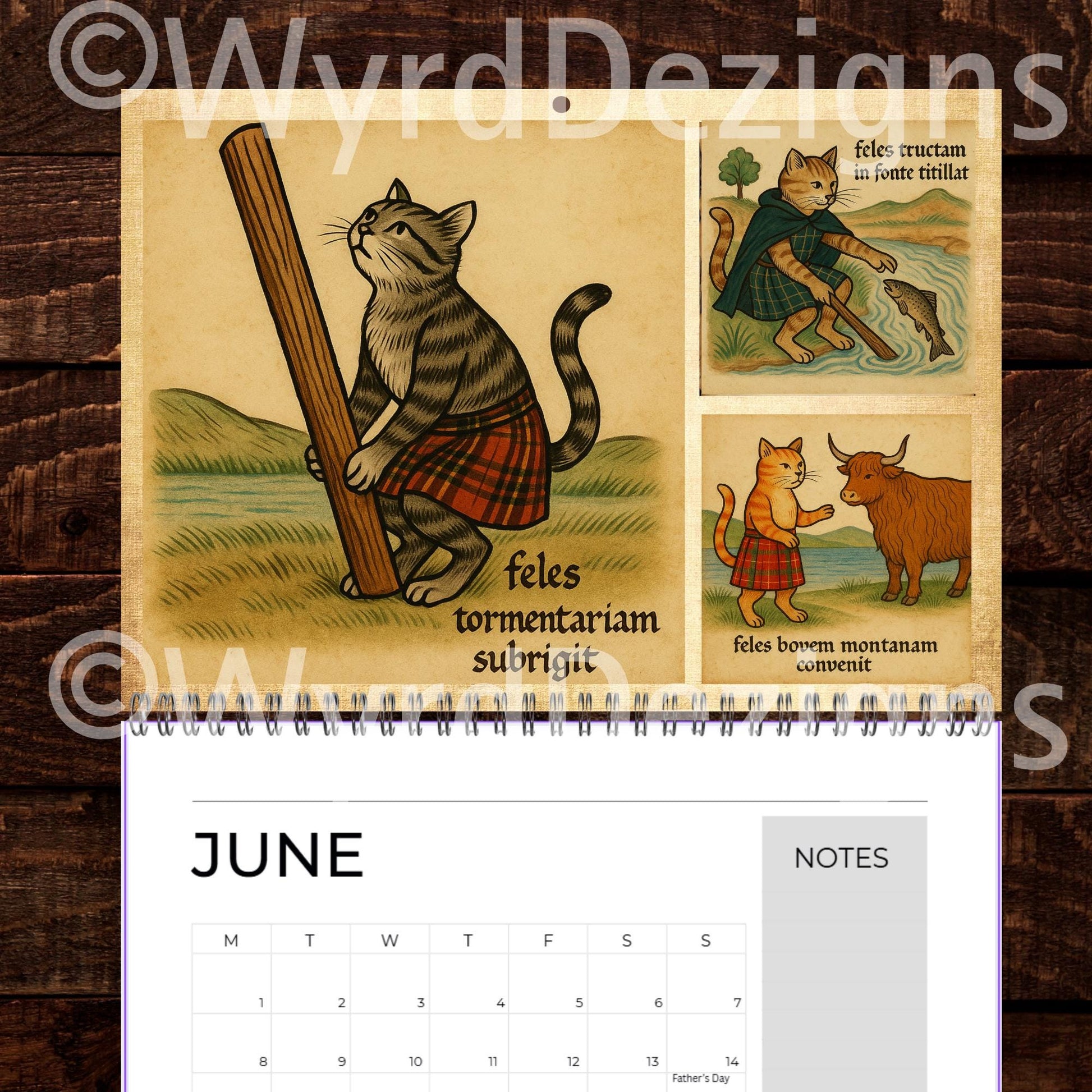 Cats in Kilts 2026 Calendar – Funny Scottish Cats Calendar A5 | Highland Historical Figures - Wyrd Dezigns