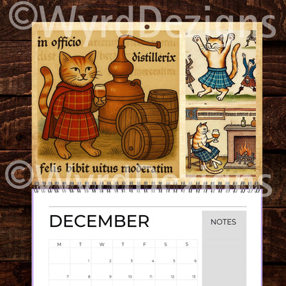 Cats in Kilts 2026 Calendar – Funny Scottish Cats Calendar A5 | Highland Historical Figures - Wyrd Dezigns