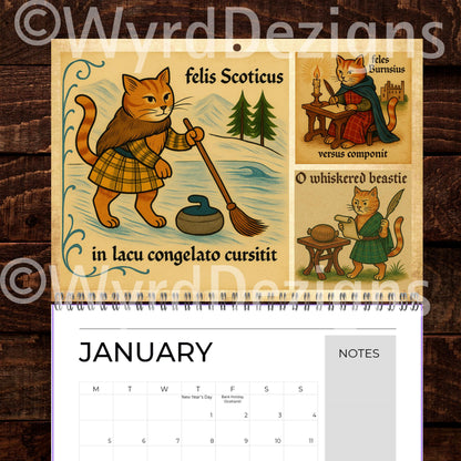 Cats in Kilts 2026 Calendar – Funny Scottish Cats Calendar A5 | Highland Historical Figures - Wyrd Dezigns