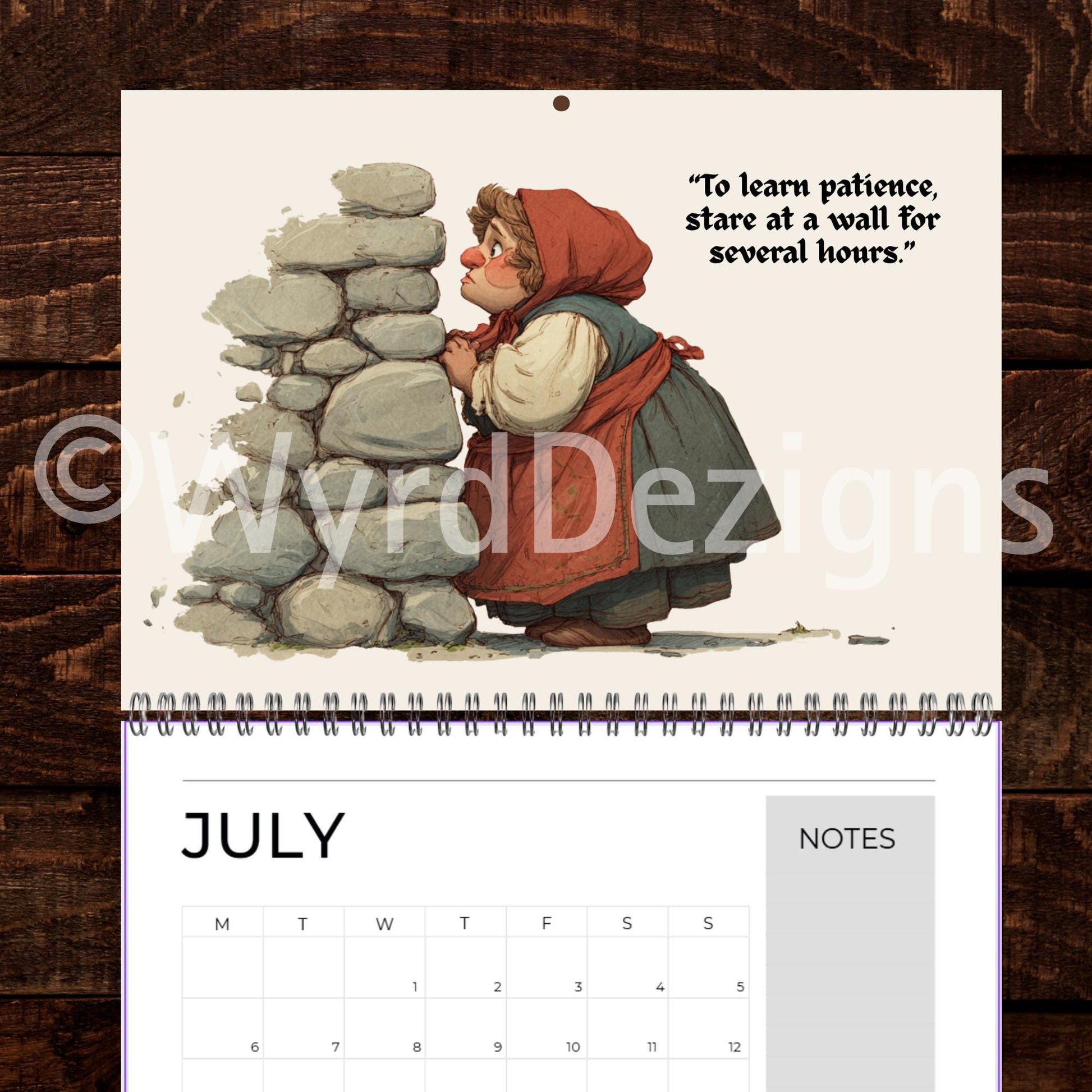 Medieval Nonsense Calendar 2026, Funny Quirky Illustrations, Useless Advice - Wyrd Dezigns