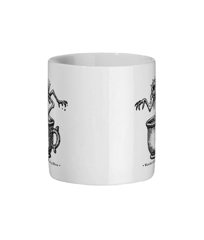 Watcher of the Morning Brew Mug – Medieval Woodcut Monster Coffee Cup – Weird Gothic Gift for Coffee Lovers – Occult Wyrd Humour - Wyrd Dezigns