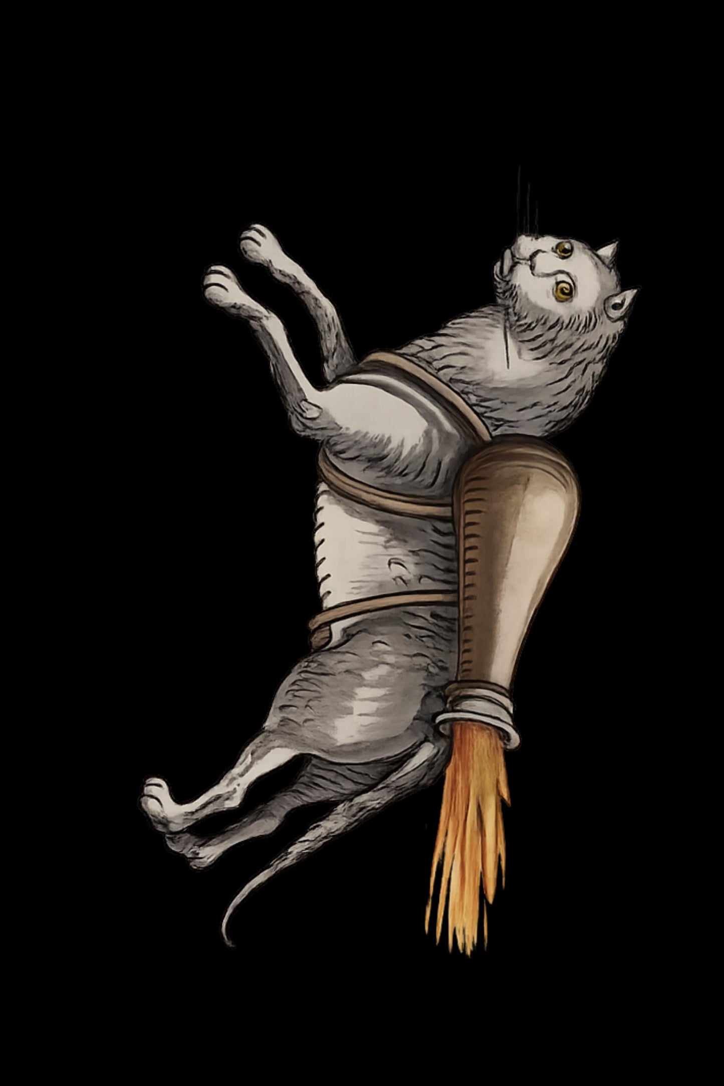 Medieval Rocket Cat Temporary Tattoo - Wyrd Dezigns