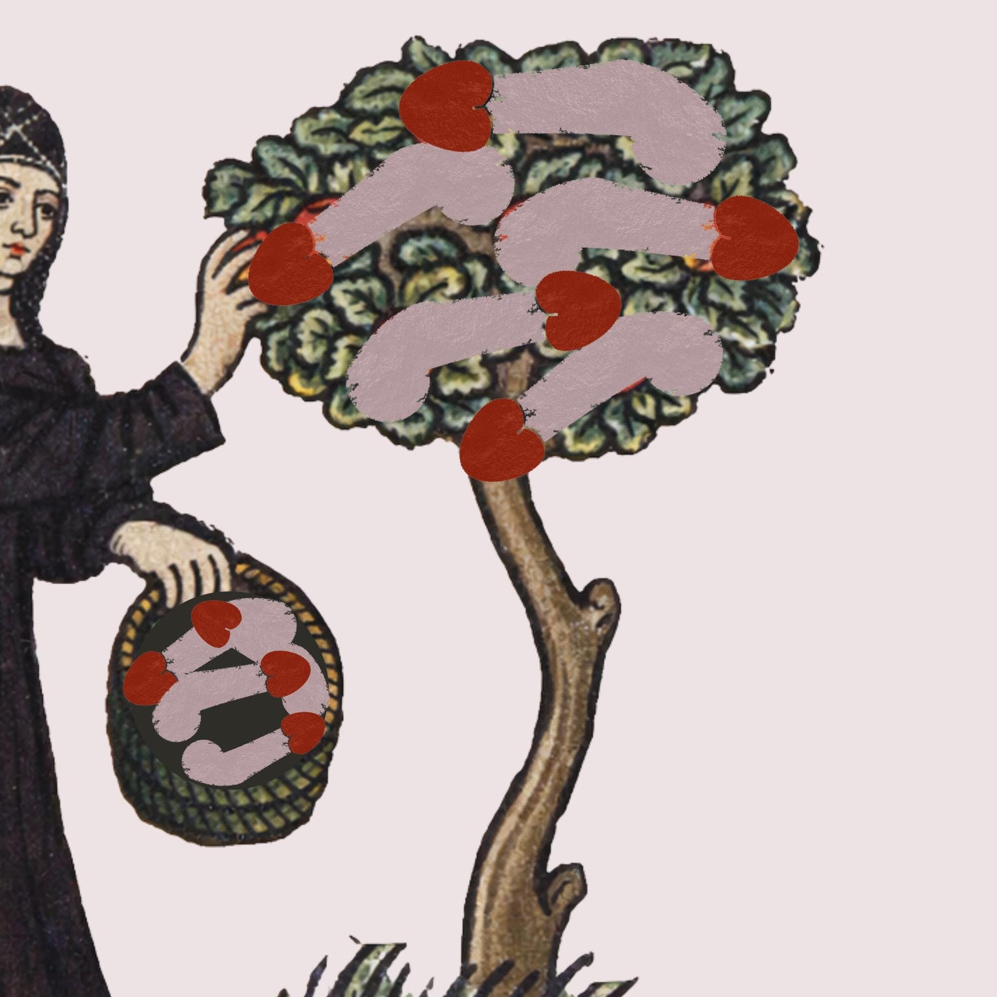 Nun Harvesting Penis Temporary Tattoo - Wyrd Dezigns