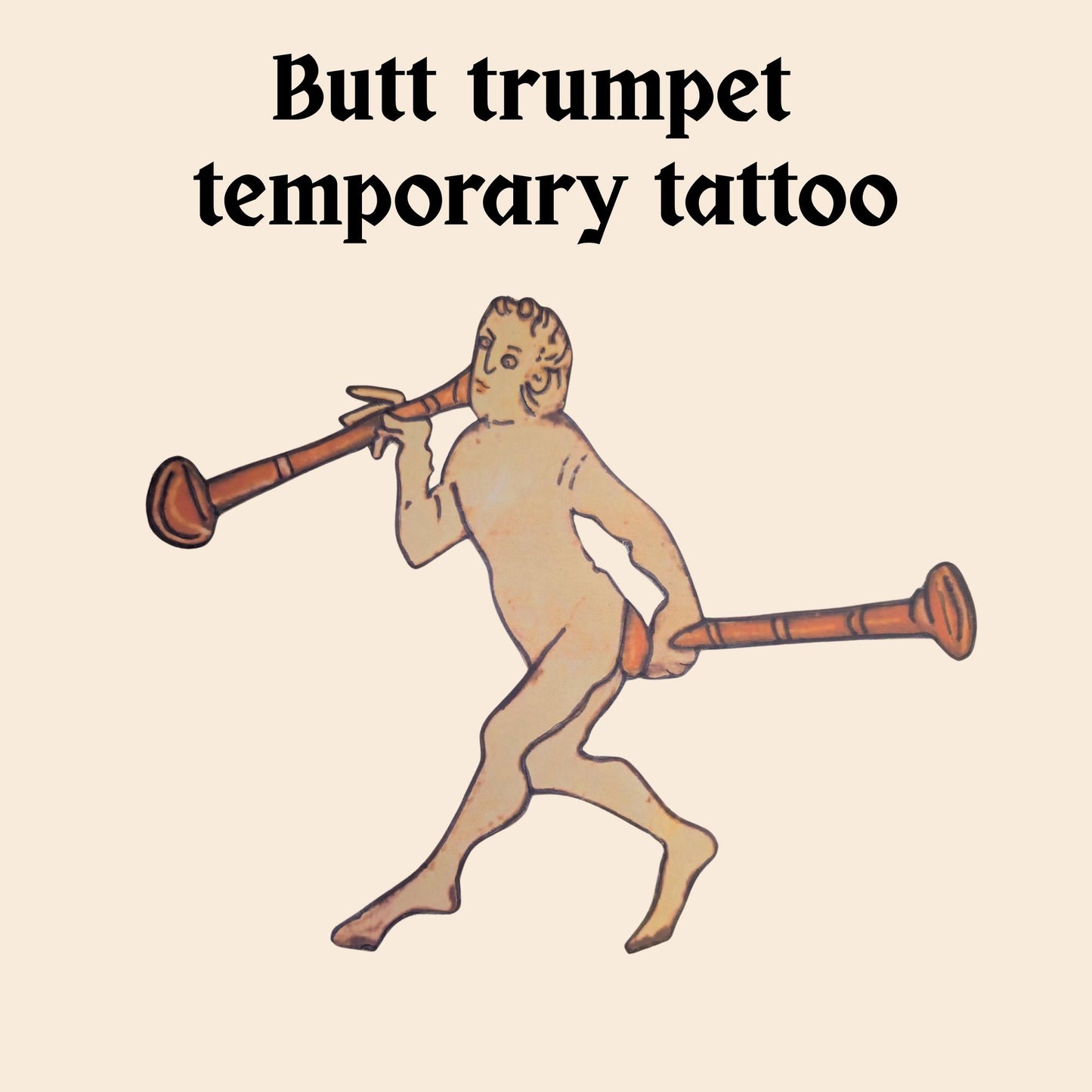 Medieval Butt Trumpet Temporary Tattoo - Wyrd Dezigns