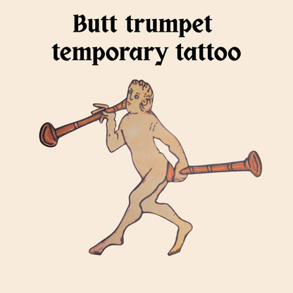 Medieval Butt Trumpet Temporary Tattoo - Wyrd Dezigns