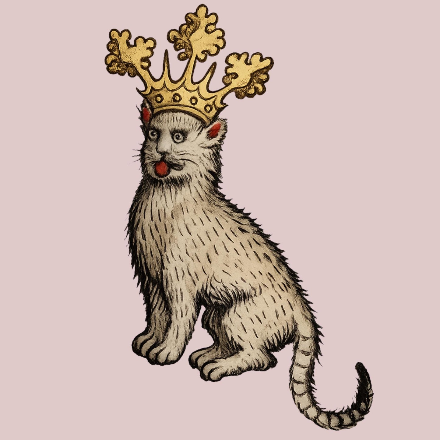 Medieval Crowned Cat Temporary Tattoo - Wyrd Dezigns