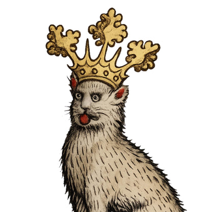 Medieval Crowned Cat Temporary Tattoo - Wyrd Dezigns