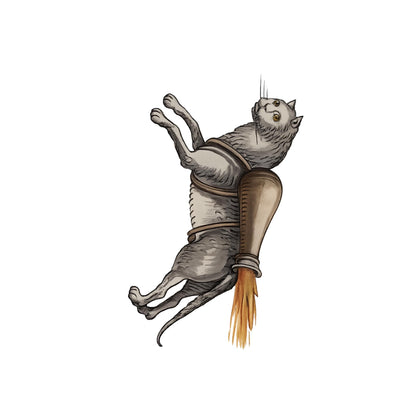 Medieval Rocket Cat Temporary Tattoo - Wyrd Dezigns