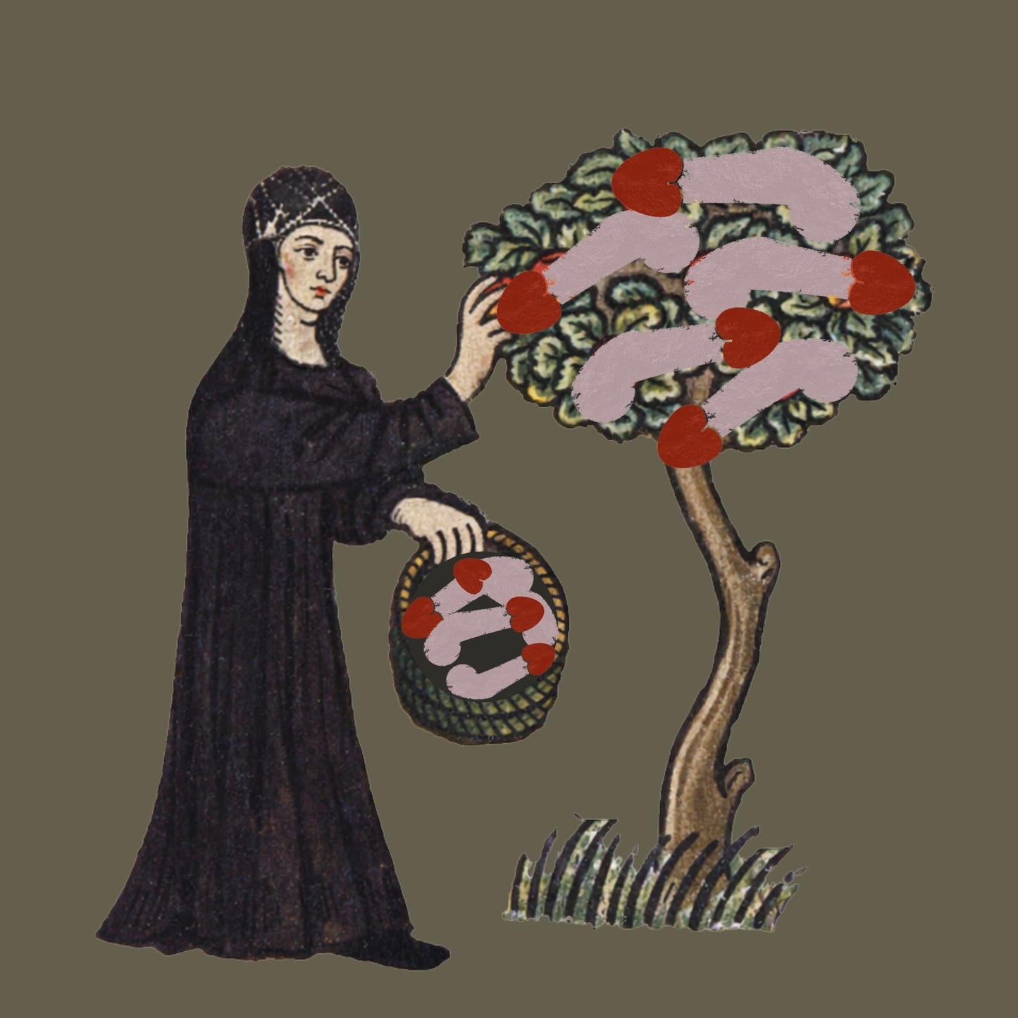 Nun Harvesting Penis Temporary Tattoo - Wyrd Dezigns