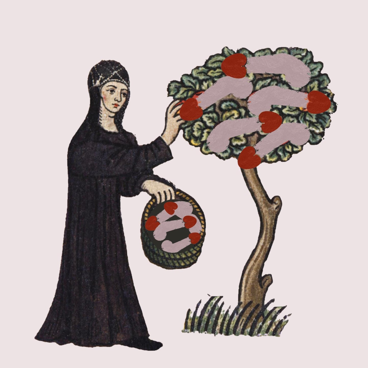 Nun Harvesting Penis Temporary Tattoo - Wyrd Dezigns