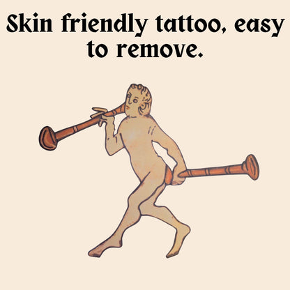 Medieval Butt Trumpet Temporary Tattoo - Wyrd Dezigns