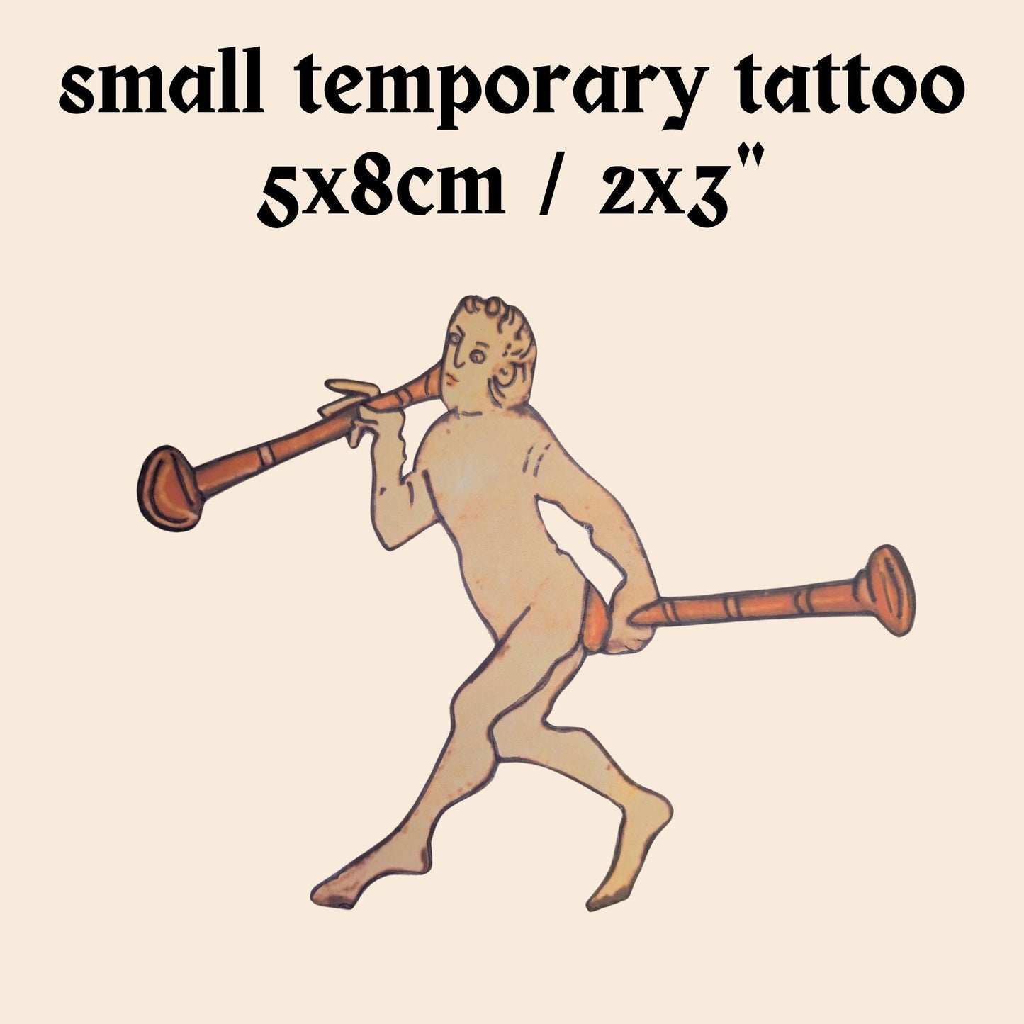 Medieval Butt Trumpet Temporary Tattoo - Wyrd Dezigns