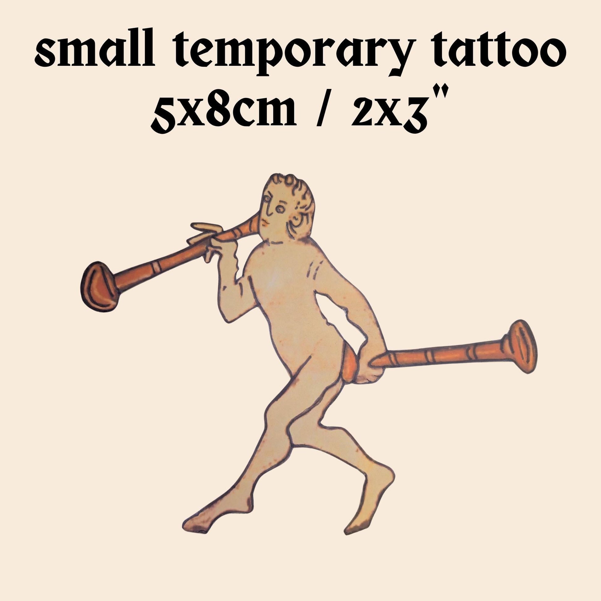 Medieval Butt Trumpet Temporary Tattoo - Wyrd Dezigns