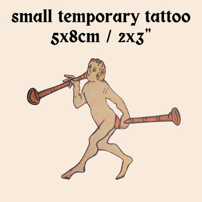 Medieval Butt Trumpet Temporary Tattoo - Wyrd Dezigns
