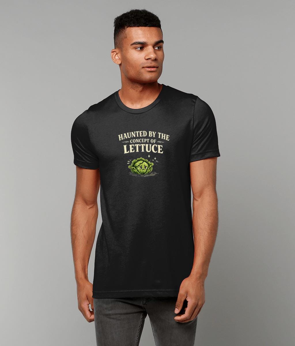 Funny Lettuce T-Shirt, Absurd Surreal Slogan Cotton Tee, Weird Internet Humour Gift - Wyrd Dezigns