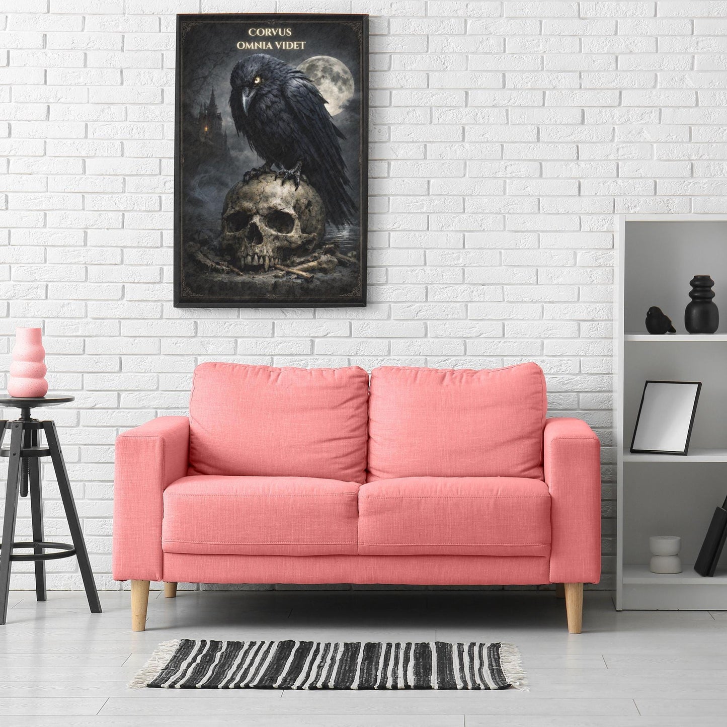 Gothic Raven Wall Art, Crow Skull Art Print, Dark Academia Decor, Corvus Omnia Videt Poster, Occult - Wyrd Dezigns