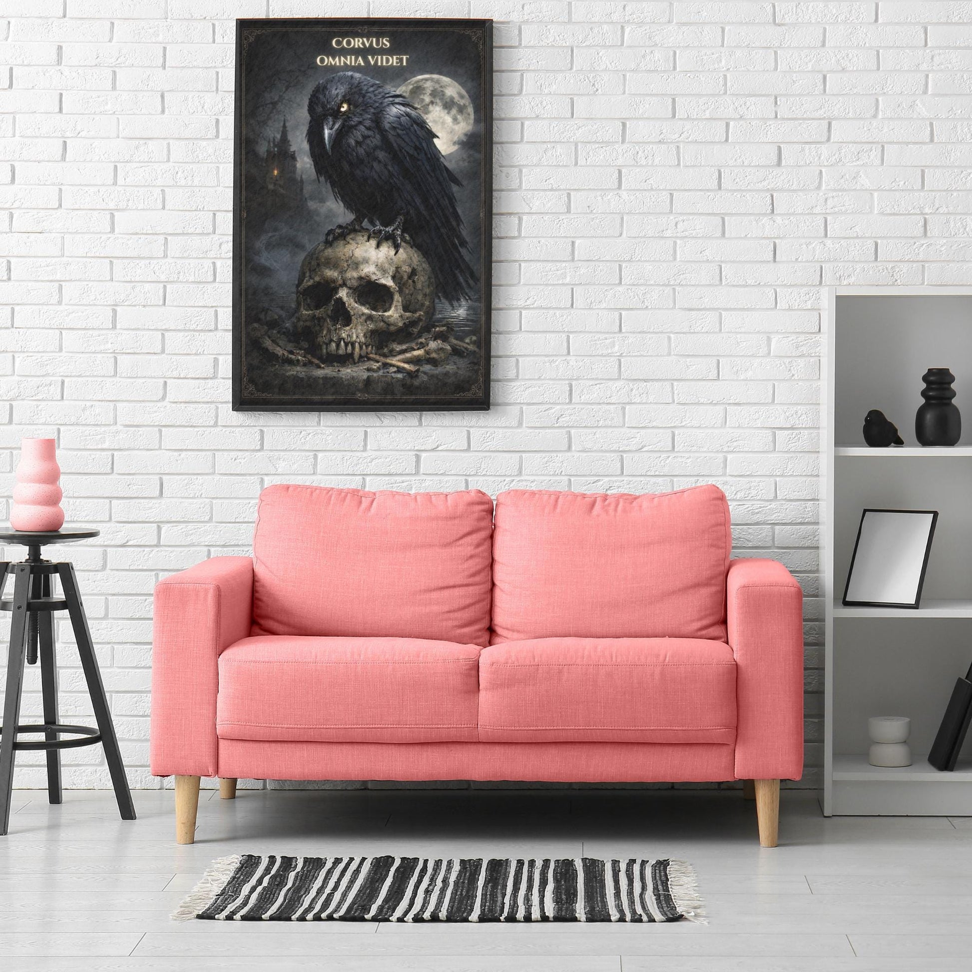Gothic Raven Wall Art, Crow Skull Art Print, Dark Academia Decor, Corvus Omnia Videt Poster, Occult - Wyrd Dezigns