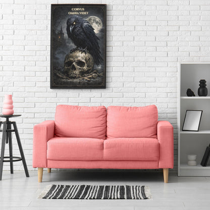 Gothic Raven Wall Art, Crow Skull Art Print, Dark Academia Decor, Corvus Omnia Videt Poster, Occult - Wyrd Dezigns