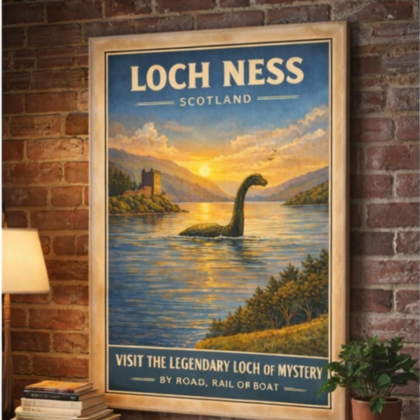 Loch Ness Poster, Scotland Travel Wall Art, Vintage Nessie Print, Scottish Highlands Landscape - Wyrd Dezigns