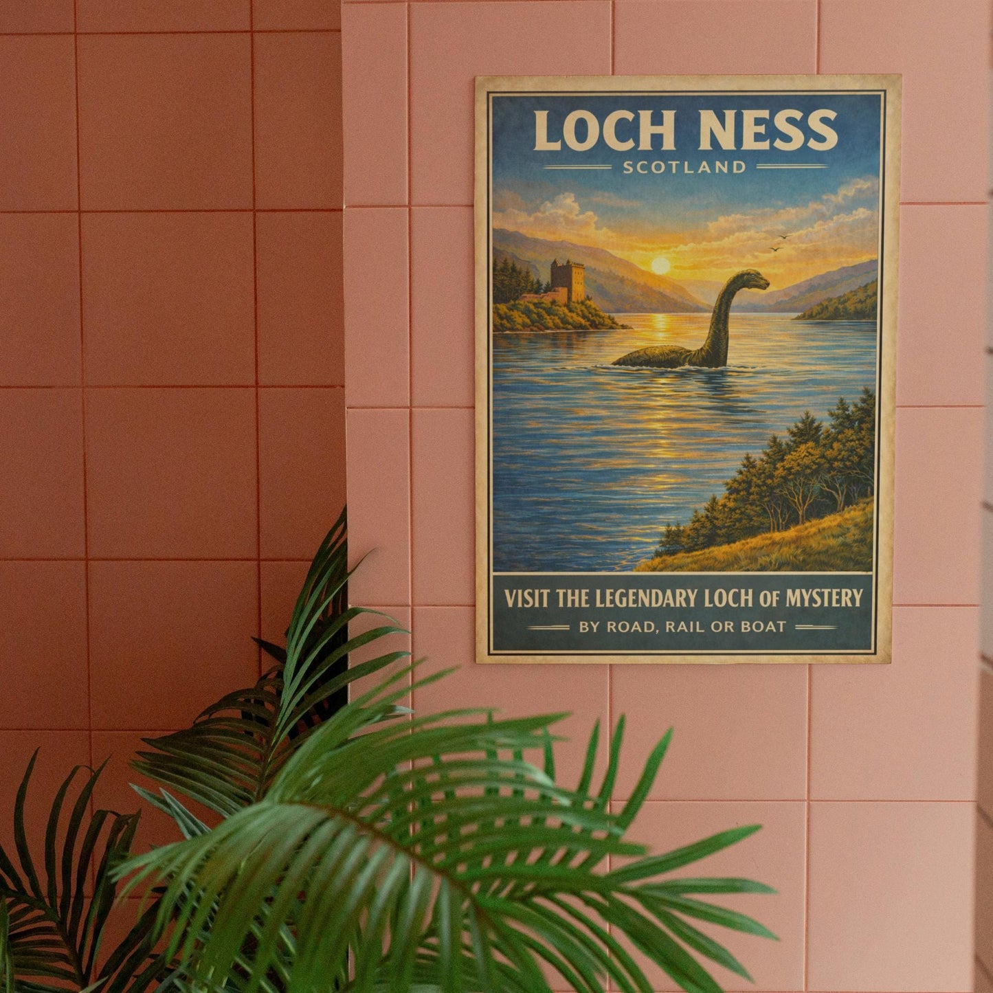 Loch Ness Poster, Scotland Travel Wall Art, Vintage Nessie Print, Scottish Highlands Landscape - Wyrd Dezigns