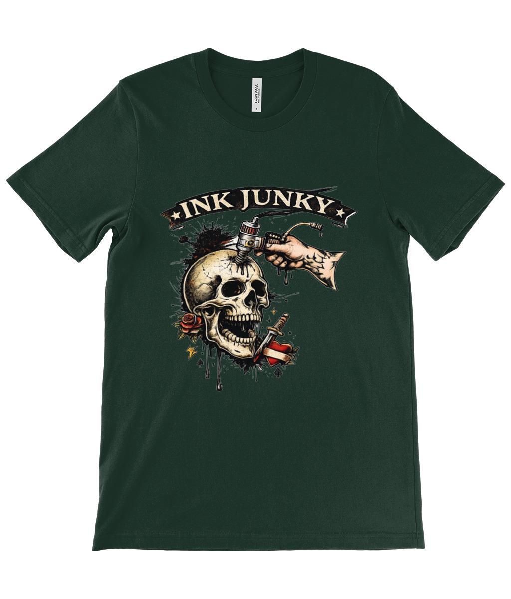 Tattoo Artist T Shirt Ink Junky Skull Design, Tattoo Lover Gift, Tattooist Graphic Tee - Wyrd Dezigns