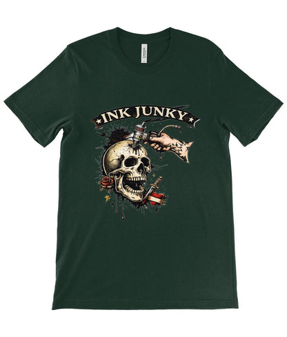 Tattoo Artist T Shirt Ink Junky Skull Design, Tattoo Lover Gift, Tattooist Graphic Tee - Wyrd Dezigns