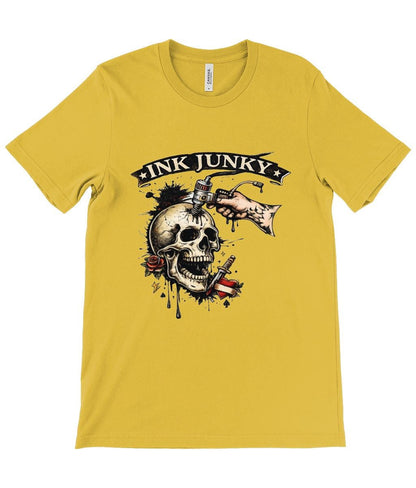 Tattoo Artist T Shirt Ink Junky Skull Design, Tattoo Lover Gift, Tattooist Graphic Tee - Wyrd Dezigns