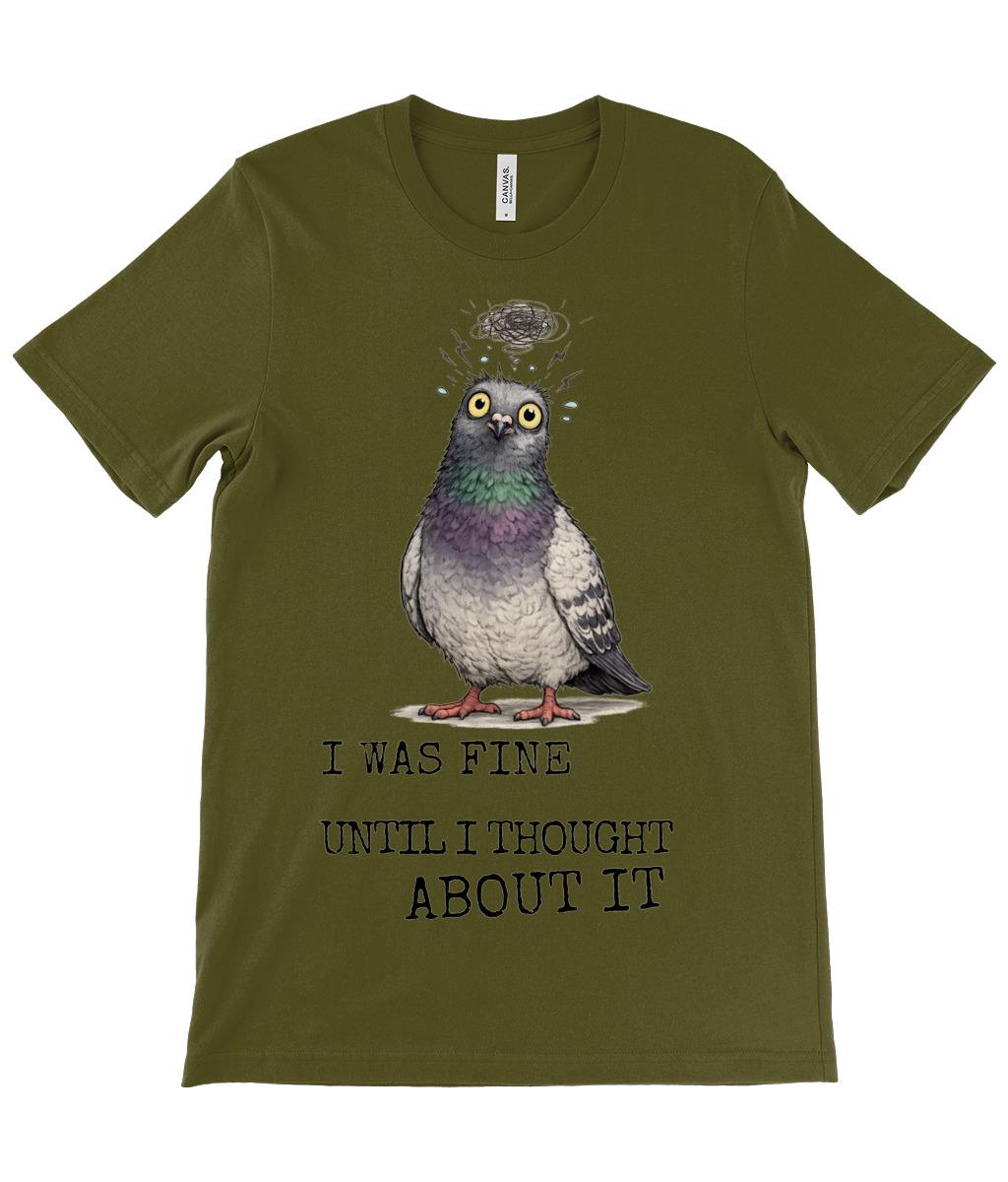 Overthinking Pigeon T-Shirt Funny Anxiety Quote Shirt Introvert Humour Graphic Tee - Wyrd Dezigns