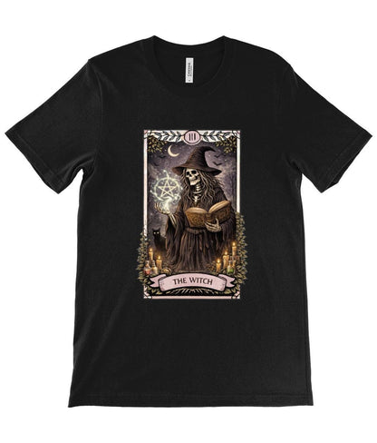 Witch Tarot Card T Shirt Gothic Skeleton Witch Tee for Occult Lovers Halloween Outfit - Wyrd Dezigns