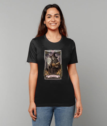 Witch Tarot Card T Shirt Gothic Skeleton Witch Tee for Occult Lovers Halloween Outfit - Wyrd Dezigns
