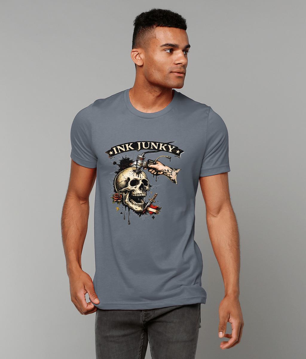 Tattoo Artist T Shirt Ink Junky Skull Design, Tattoo Lover Gift, Tattooist Graphic Tee - Wyrd Dezigns
