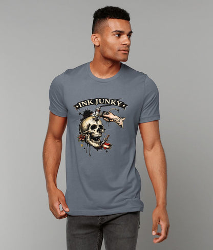 Tattoo Artist T Shirt Ink Junky Skull Design, Tattoo Lover Gift, Tattooist Graphic Tee - Wyrd Dezigns