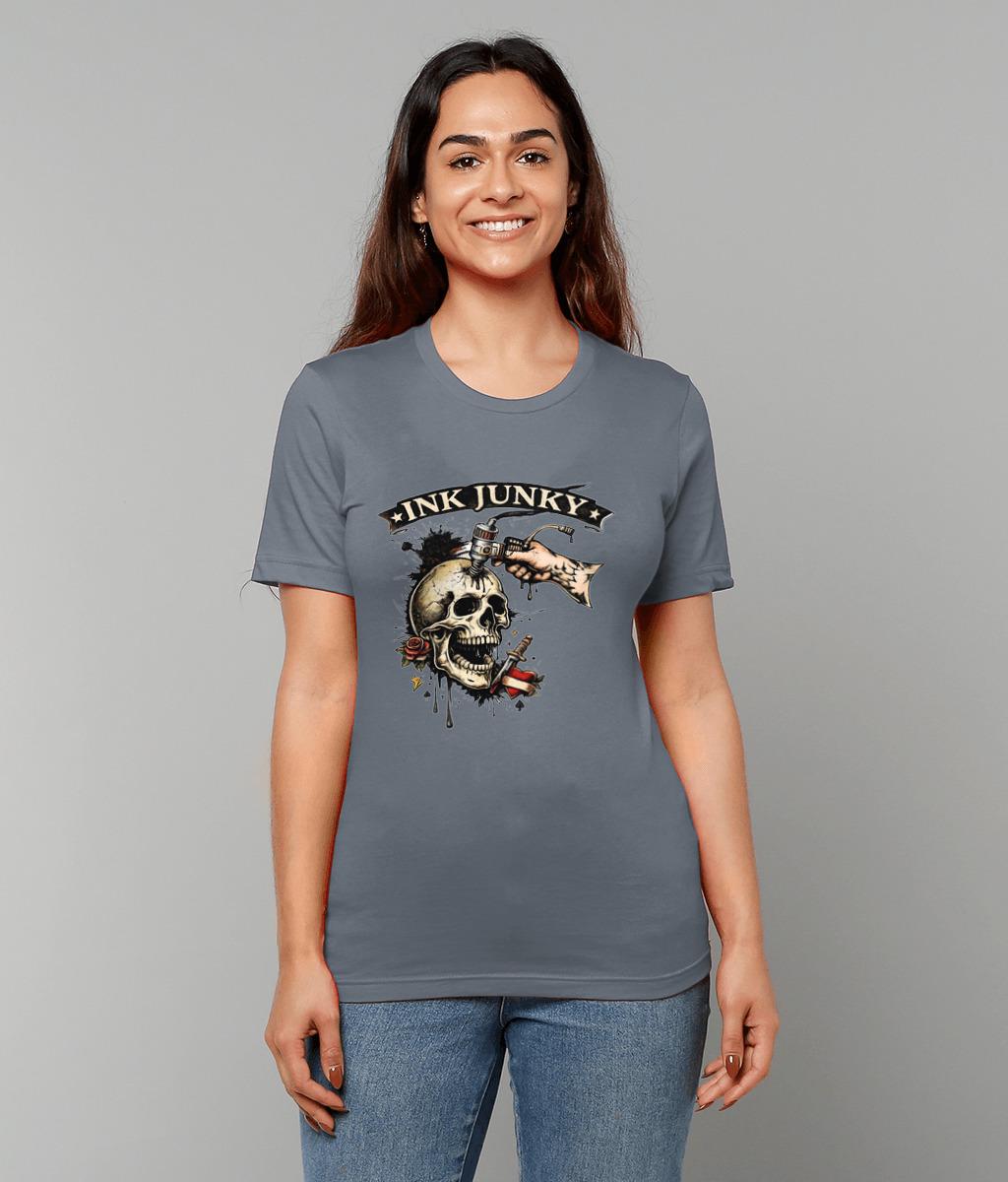 Tattoo Artist T Shirt Ink Junky Skull Design, Tattoo Lover Gift, Tattooist Graphic Tee - Wyrd Dezigns