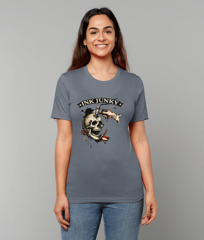 Tattoo Artist T Shirt Ink Junky Skull Design, Tattoo Lover Gift, Tattooist Graphic Tee - Wyrd Dezigns