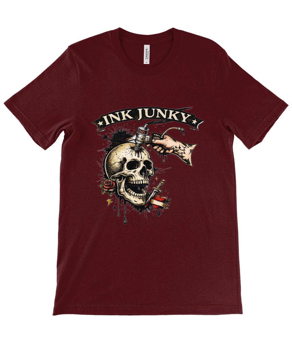 Tattoo Artist T Shirt Ink Junky Skull Design, Tattoo Lover Gift, Tattooist Graphic Tee - Wyrd Dezigns