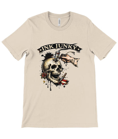 Tattoo Artist T Shirt Ink Junky Skull Design, Tattoo Lover Gift, Tattooist Graphic Tee - Wyrd Dezigns