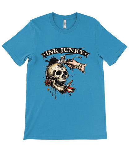 Tattoo Artist T Shirt Ink Junky Skull Design, Tattoo Lover Gift, Tattooist Graphic Tee - Wyrd Dezigns
