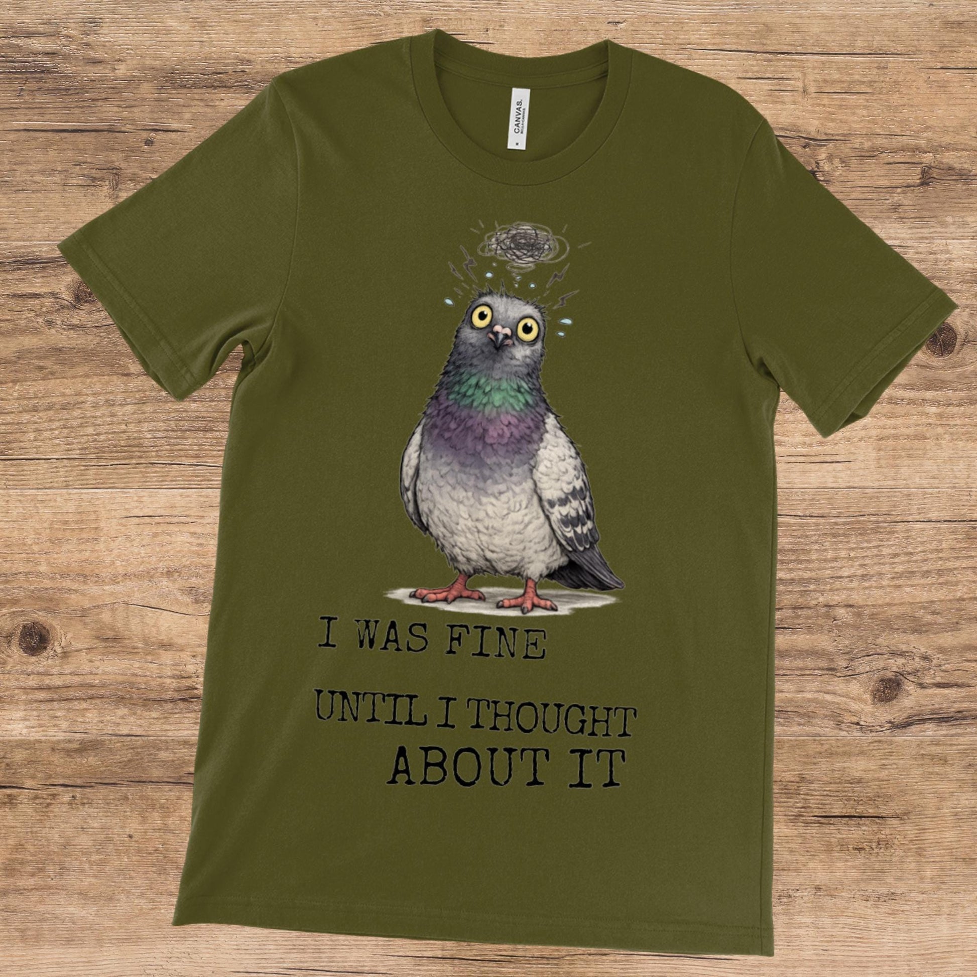Overthinking Pigeon T-Shirt Funny Anxiety Quote Shirt Introvert Humour Graphic Tee - Wyrd Dezigns