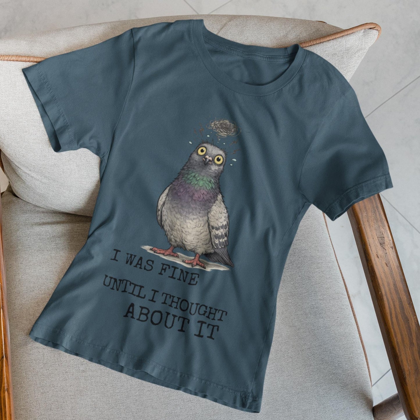 Overthinking Pigeon T-Shirt Funny Anxiety Quote Shirt Introvert Humour Graphic Tee - Wyrd Dezigns