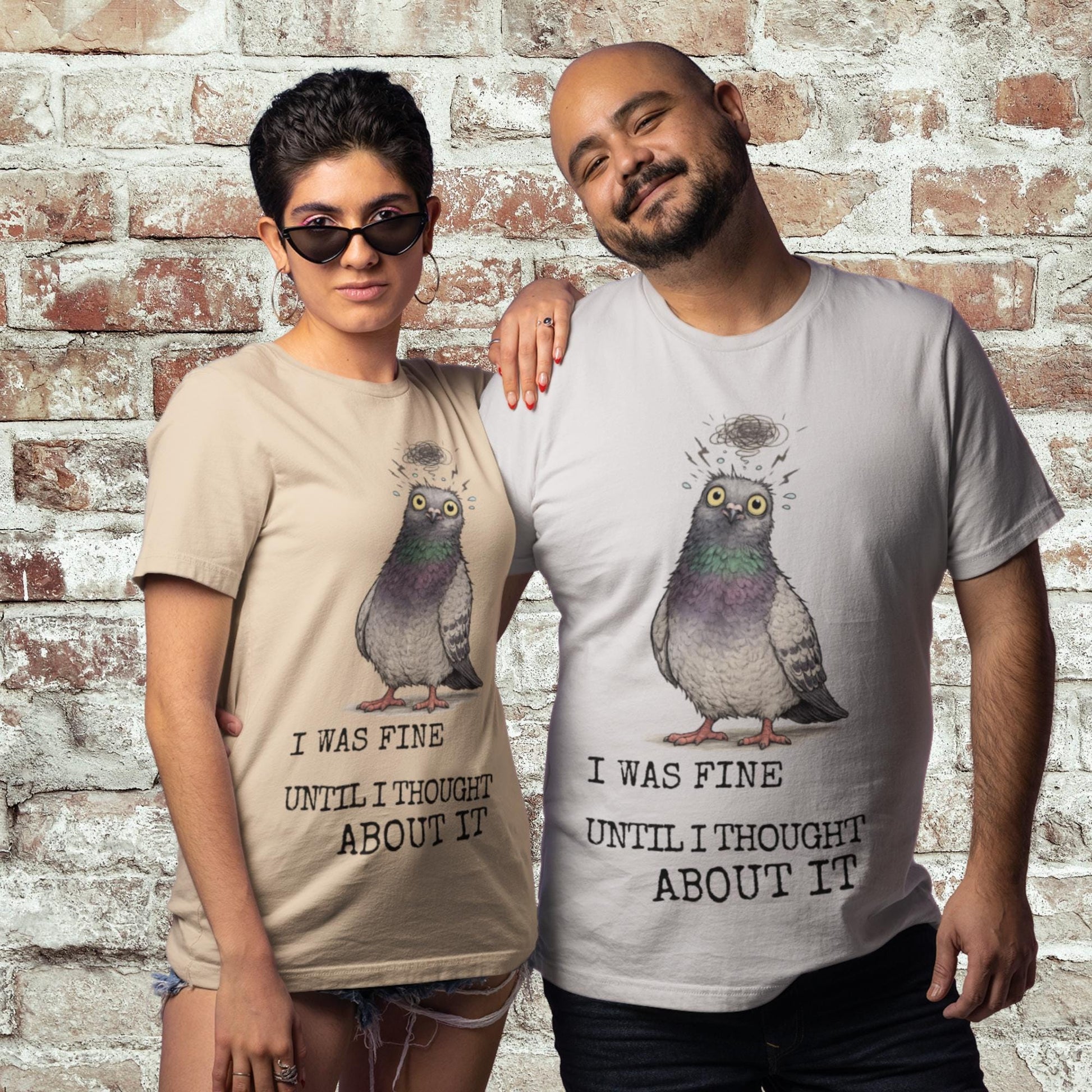 Overthinking Pigeon T-Shirt Funny Anxiety Quote Shirt Introvert Humour Graphic Tee - Wyrd Dezigns