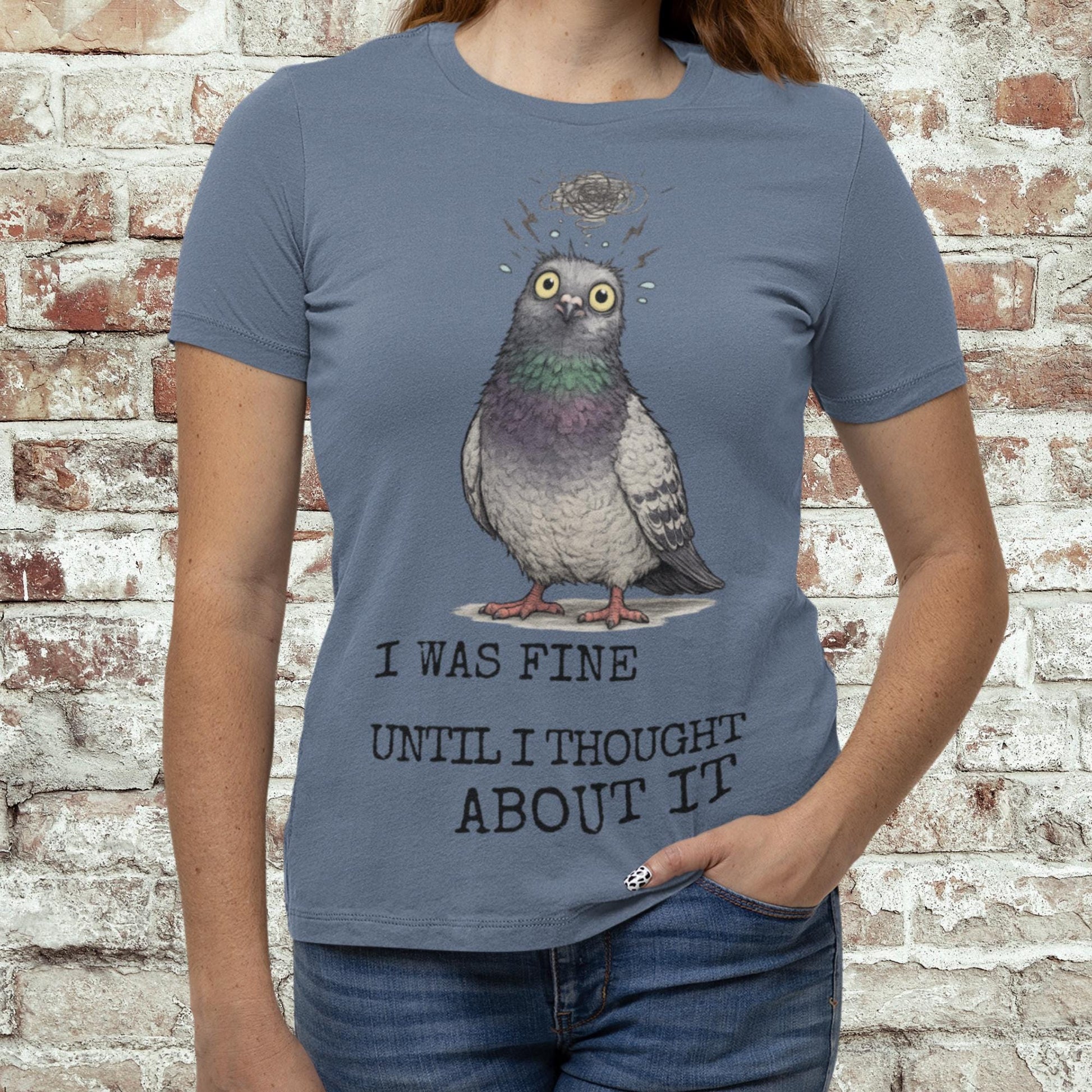 Overthinking Pigeon T-Shirt Funny Anxiety Quote Shirt Introvert Humour Graphic Tee - Wyrd Dezigns