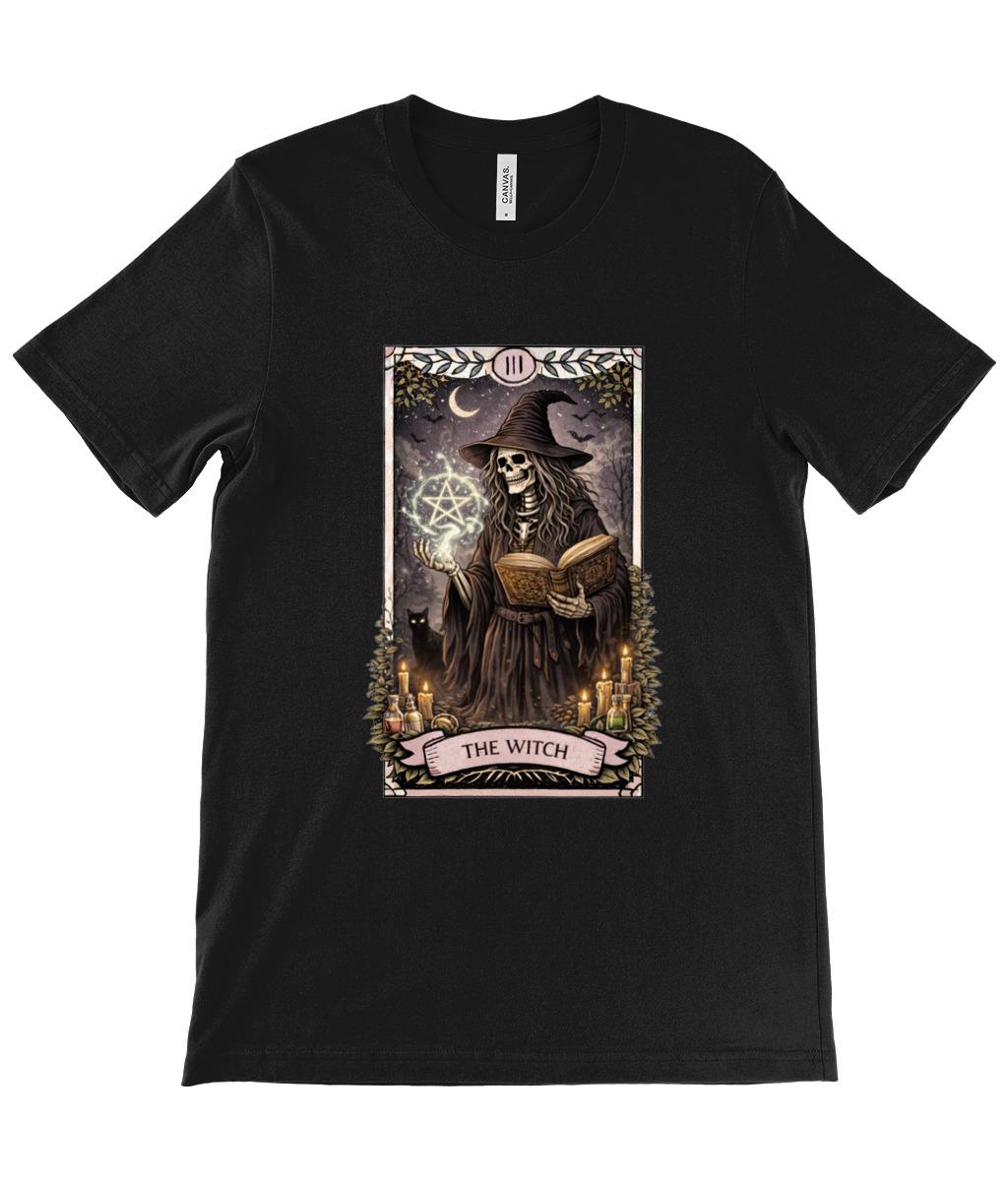 Witch Tarot Card T Shirt Gothic Skeleton Witch Tee for Occult Lovers Halloween Outfit - Wyrd Dezigns